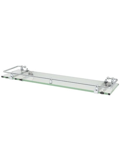 Premier Glass Bathroom Shelf with Railing in Polished Chrome.